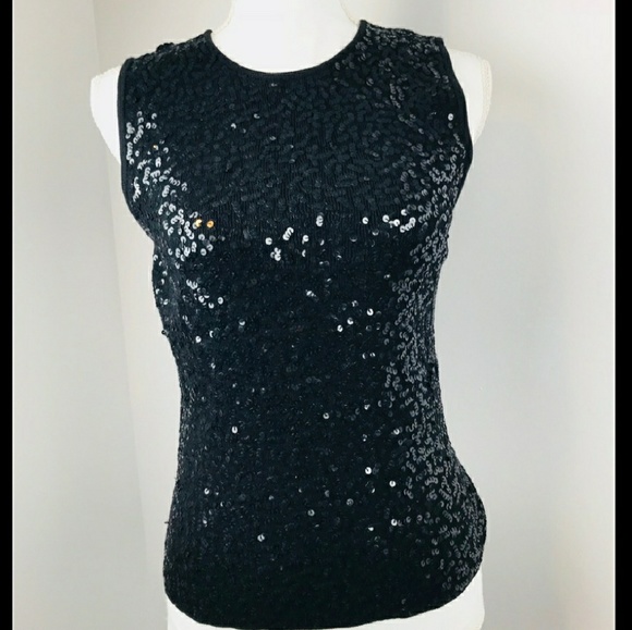 black sleeveless sequin top
